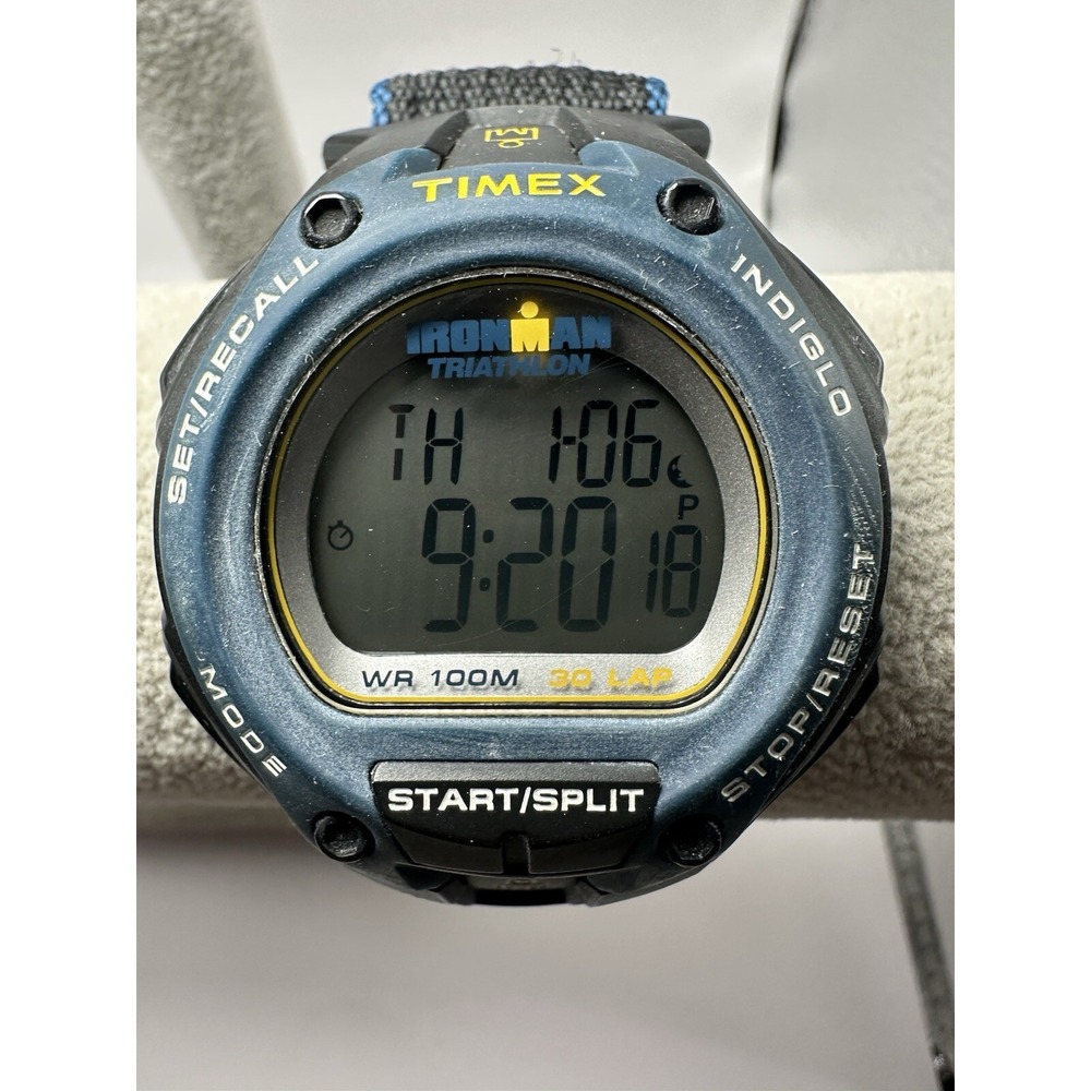 Timex 549 W7 Ironman 44MM 9" Triathlon 30 Lap New Battery Indiglo Mens‎ A85